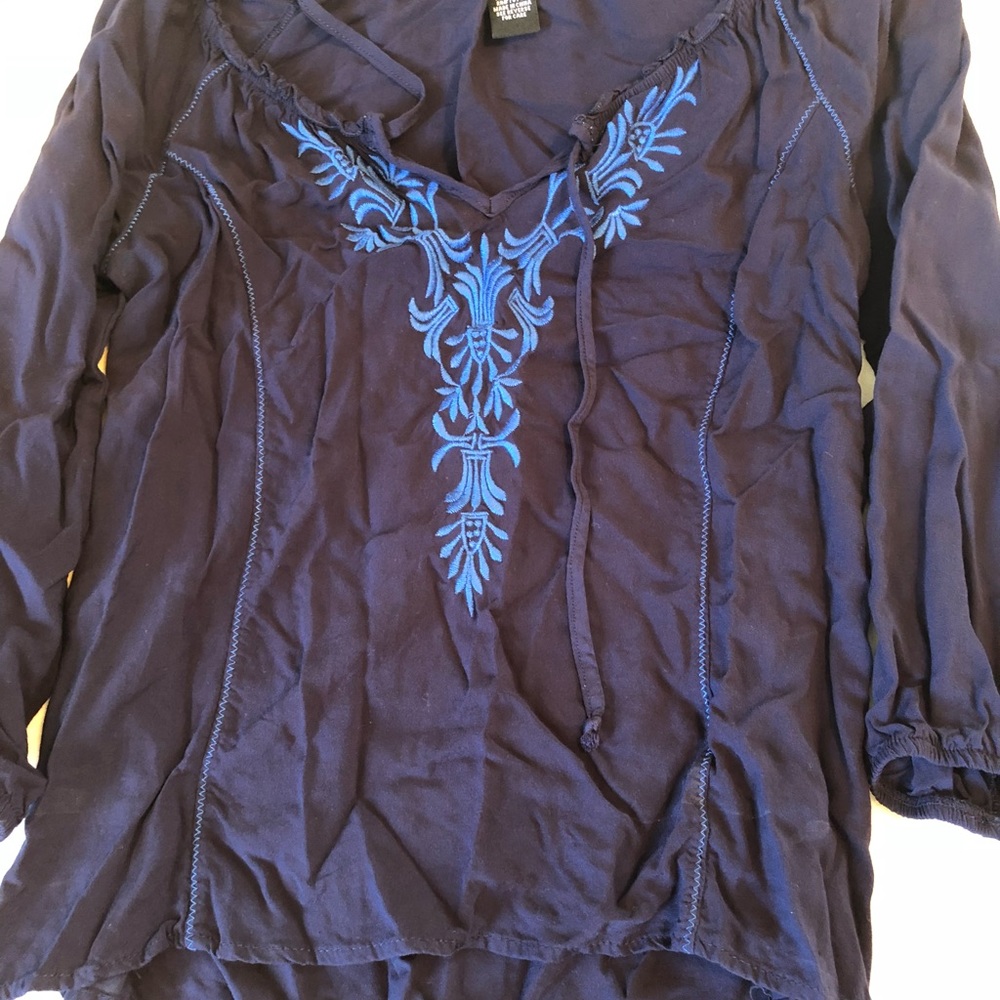 Three quarter sleeve v neck blouse